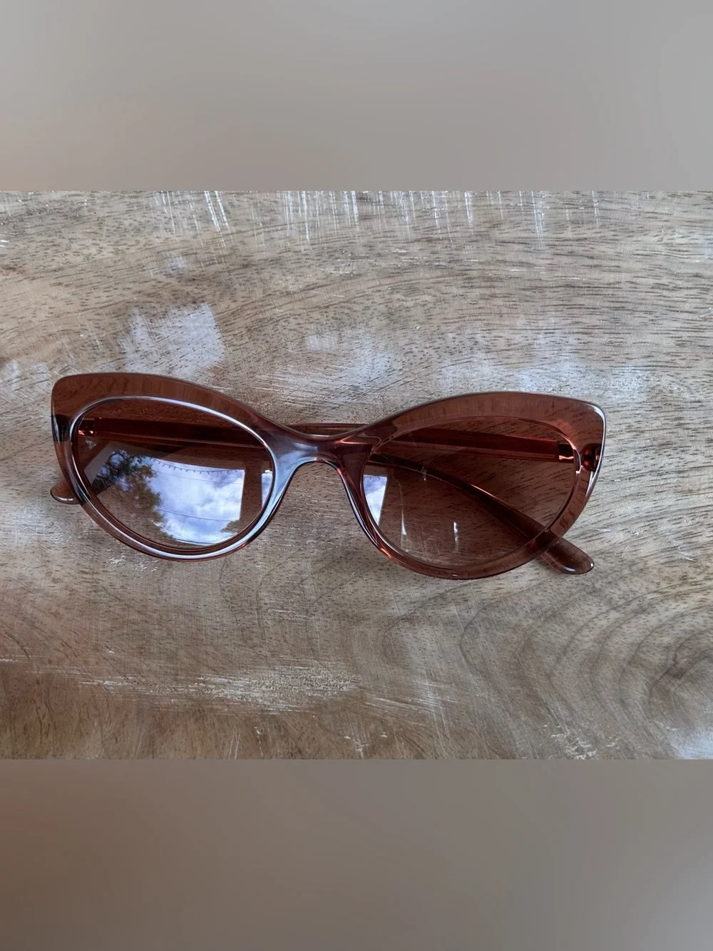 NWOT Dolce & Gabbana Brown Transparent Cat-Eye Sunglasses